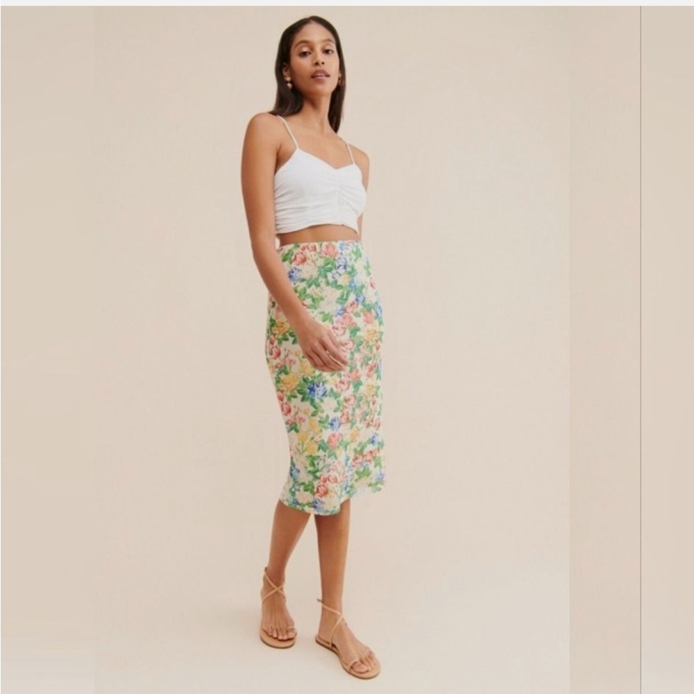 AFRM Multicolor Lynch  Floral Midi Pencil Skirt Size Large